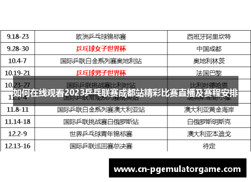 如何在线观看2023乒乓联赛成都站精彩比赛直播及赛程安排