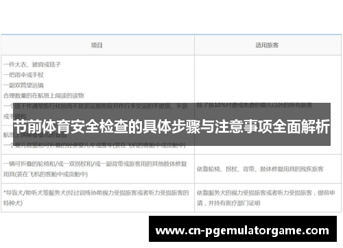 节前体育安全检查的具体步骤与注意事项全面解析