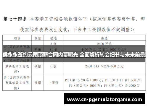 侯永永签约云南顶薪合同内幕曝光 全面解析转会细节与未来前景
