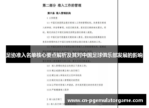足协准入名单核心要点解析及其对中国足球俱乐部发展的影响