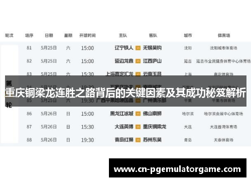 重庆铜梁龙连胜之路背后的关键因素及其成功秘笈解析